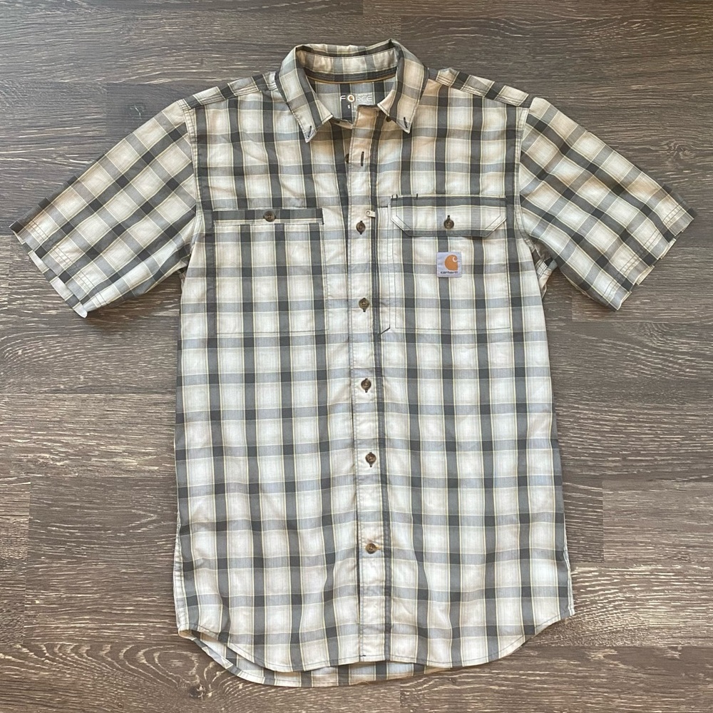 SOLD! Carhatt FORCE RIDGEFIELD Relaxed Fit lightweight Short Sleeve Shirt Size S